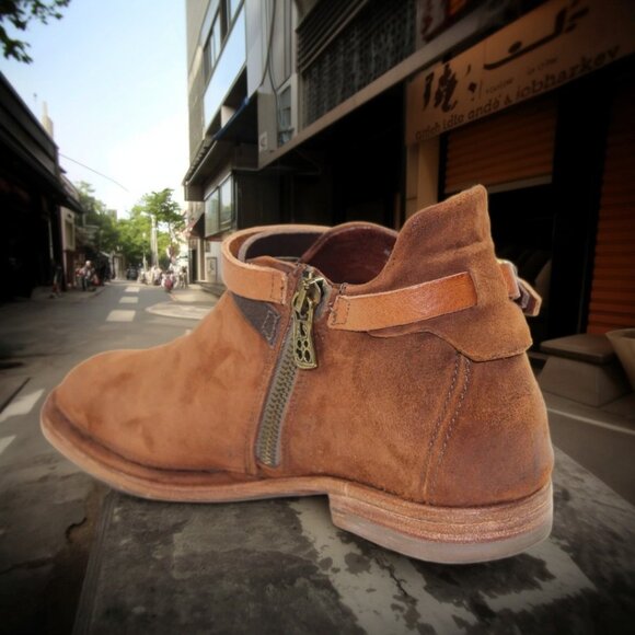 A.S. 98 Free People Felix Brown Suede Leather Belted Ankle Boot, Size 36 - Picture 3 of 7